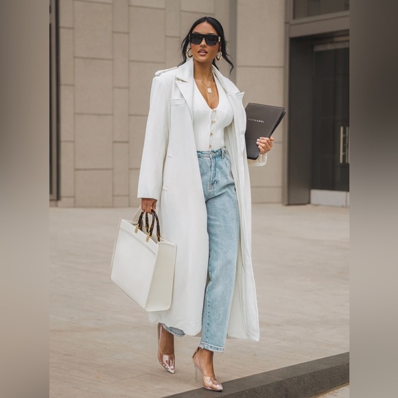 JLUXLABEL 	
Ivory SAVANNAH BELTED COAT - Picture 4 of 13